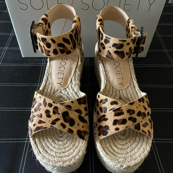 Sole Society Leopard Print Women's Sandals - Picture 2 of 8